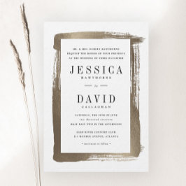 Modern Borstad Satin Guld Bröllop Inbjudningar