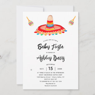 Modern borstad typografi Sombrero Baby Fiesta Inbjudningar