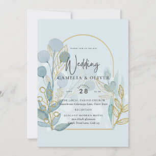 Modern Botanica, inbjudan till Aqua SeaGlass Guld