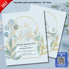 Modern Botanica, inbjudan till Aqua SeaGlass Guld  Flygblad