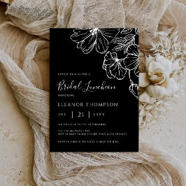 Modern Botanical Black Line Art Bridal Luncheon  Inbjudningar