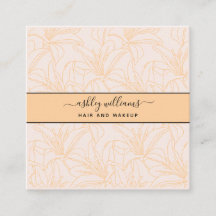 Modern Botanical Blush Black Script Name Square