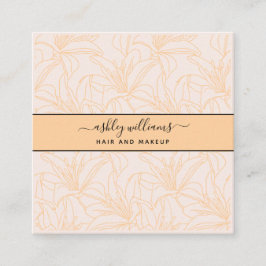 Modern Botanical Blush Black Script Name Square Fyrkantigt Visitkort