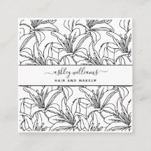 Modern Botanical Blush Black Script Name Square