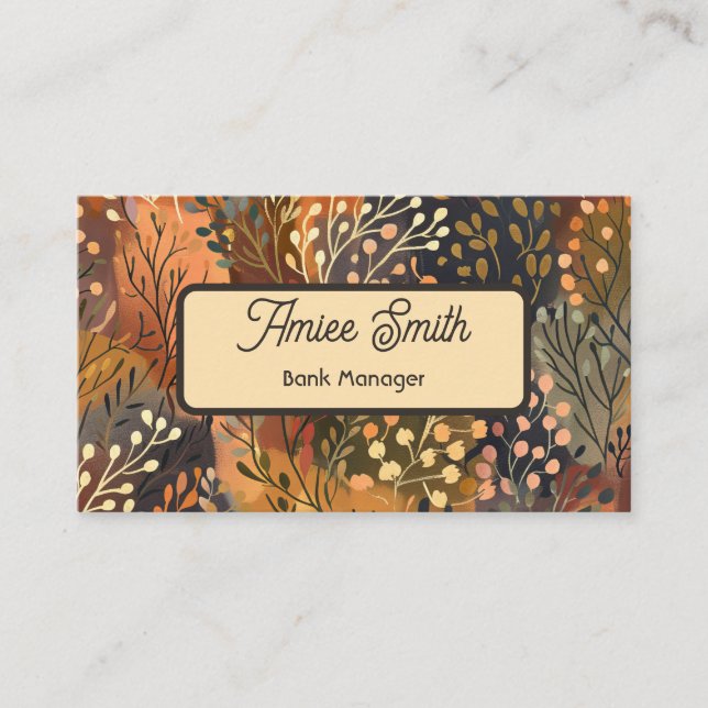 Modern Botanical Business Card with QR Code Visitkort (Framsida)