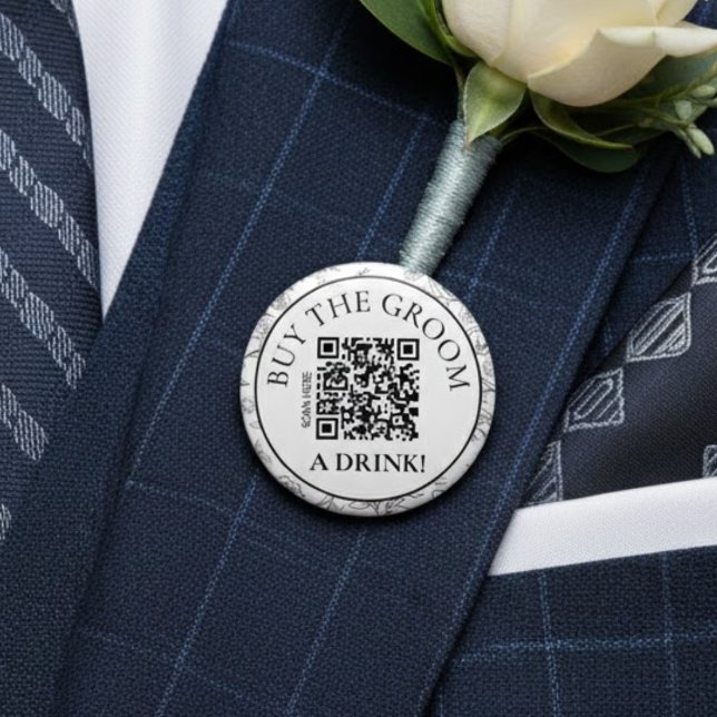 Modern Botanical Buy the Groom a Drink QR Code Knapp (Skapare uppladdad)