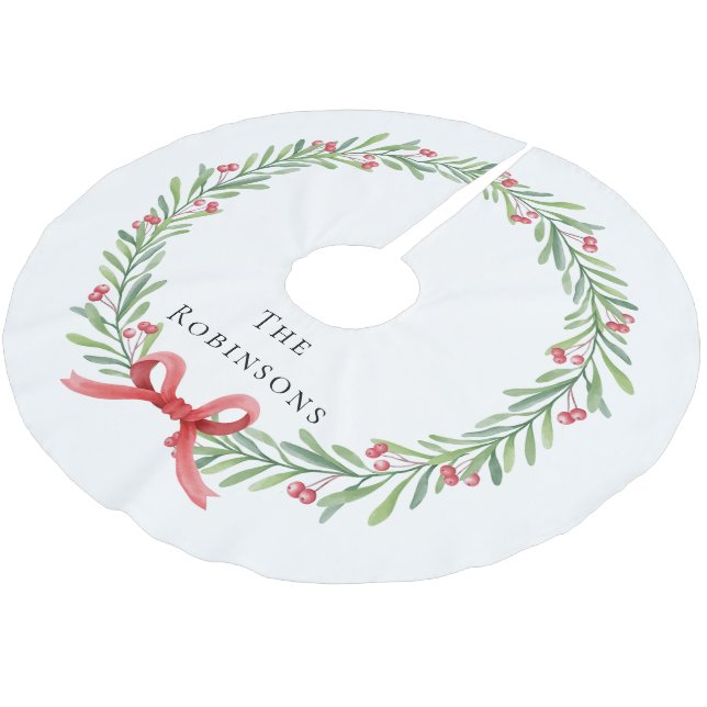 Modern Botanical Christmas Wreath  Julgransmatta Borstad Polyester (Vinklad)