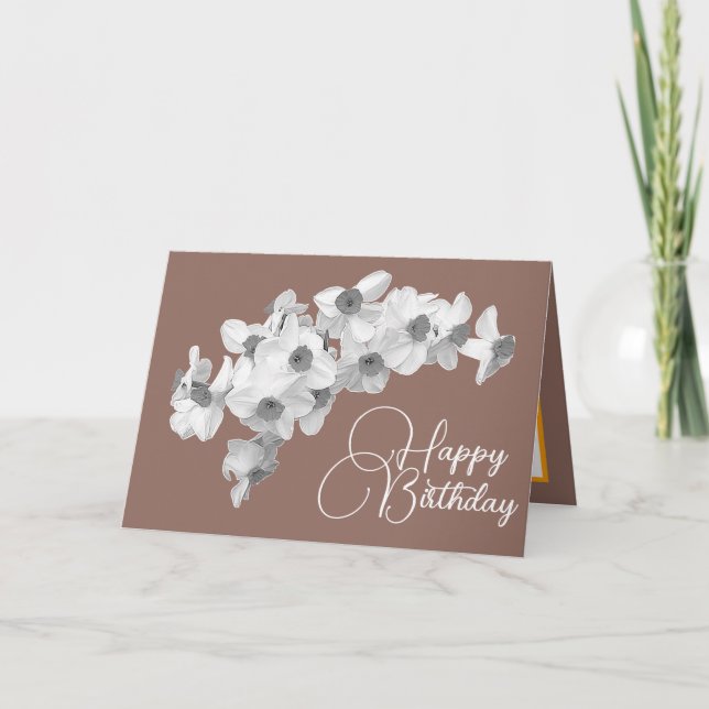 Modern Botanical Daffodils Spring Floral Birthday Kort (Framsida)