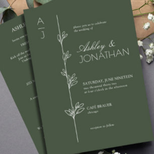 Modern Botanical Divider Bröllop Grönt Allt-i-ett Inbjudningar