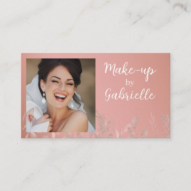 Modern Botanical Dusty Rose Boho Photo QR Code  Visitkort (Framsida)