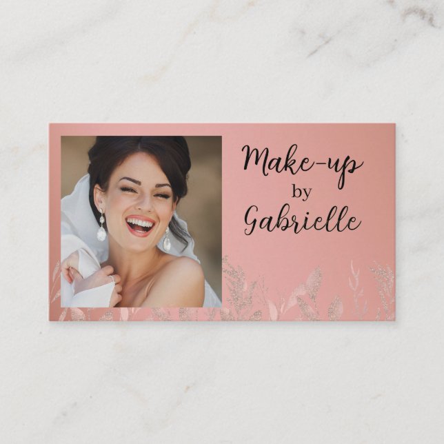 Modern Botanical Dusty Rose Boho Photo QR Code  Visitkort (Framsida)