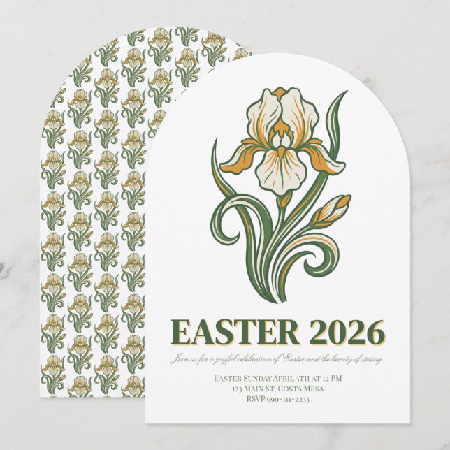 Modern Botanical Easter Blessings Inbjudningar (Fram/baksida)