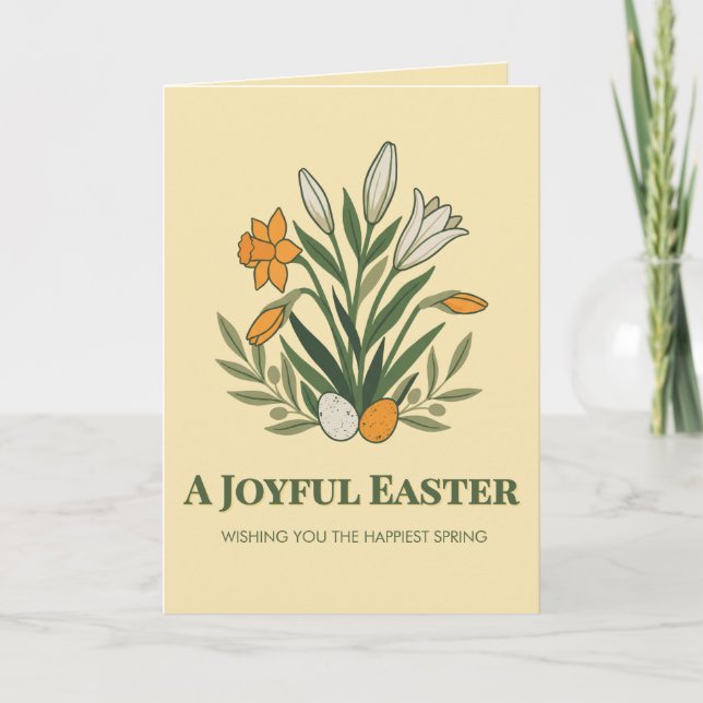 Modern Botanical Easter Blessings Kort (Framsida)