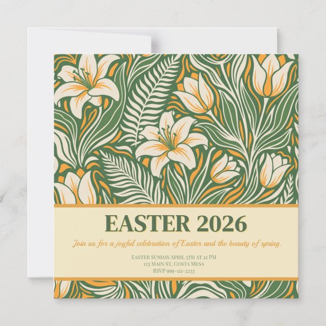 Modern Botanical Easter Blessings Magnetisk Inbjudningskort (Framsida)