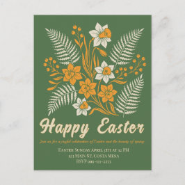 Modern Botanical Easter Blessings Vykort