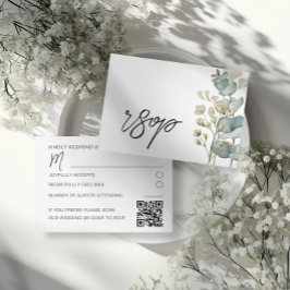 Modern Botanical Eucalyptus Wedding RSVP Card OSA Kort