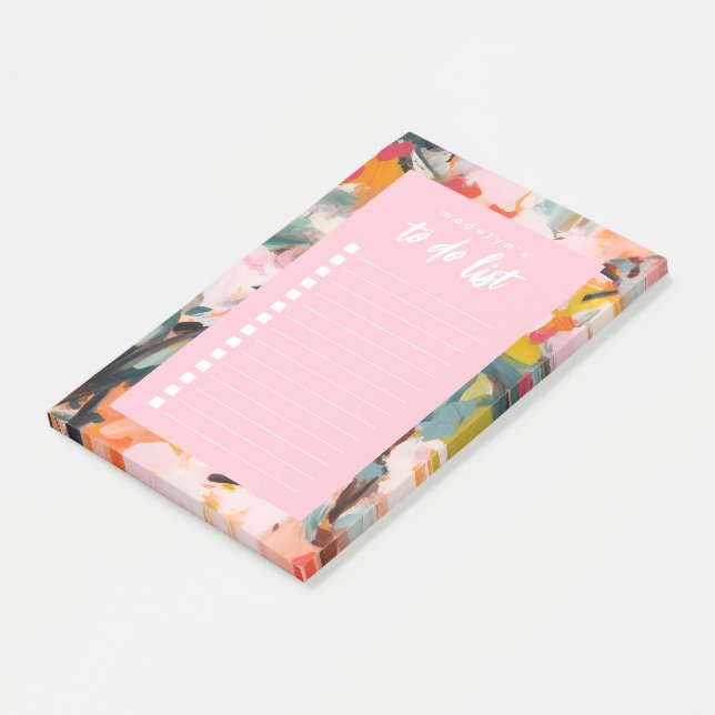 Modern Botanical Floral Abstract Art To Do List Post-it Block (Vinklad)