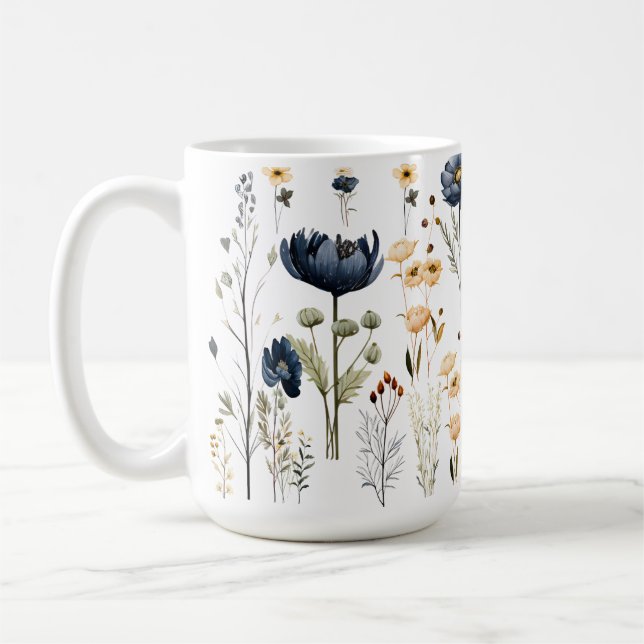 Modern botanical flower mug kaffemugg (Vänster)