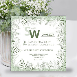Modern Botanical Greenery Wedding Invitation Inbjudningar