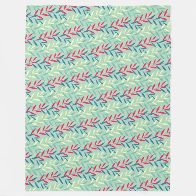 Modern Botanical Leaf Vines Seamless Pattern Art Fleecefilt (Framsidan)