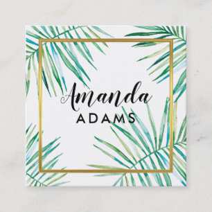 MODERN BOTANICAL LÖV boho water color handflatan Fyrkantigt Visitkort