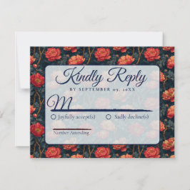 Modern Botanical Peonies Spring Wedding Rsvp OSA Kort