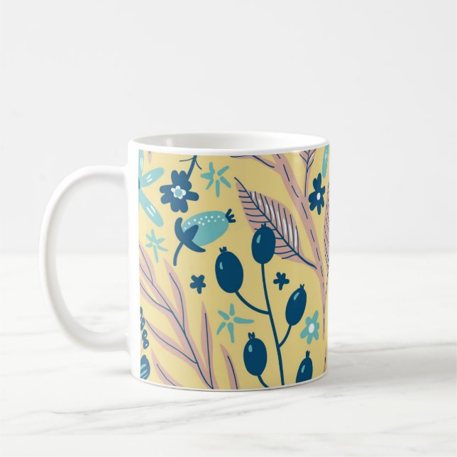 Modern Botanical Plants and Flowers Kaffemugg (Vänster)