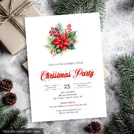 Modern Botanical Red Poinsettia Dinner Invitation Inbjudningar