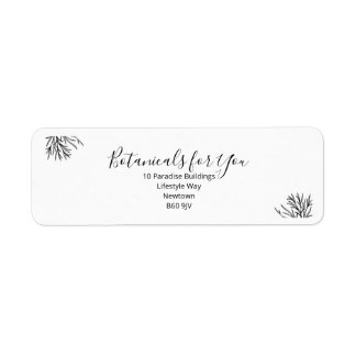 Modern Botanical Script Return Address Label Returadress Etikett