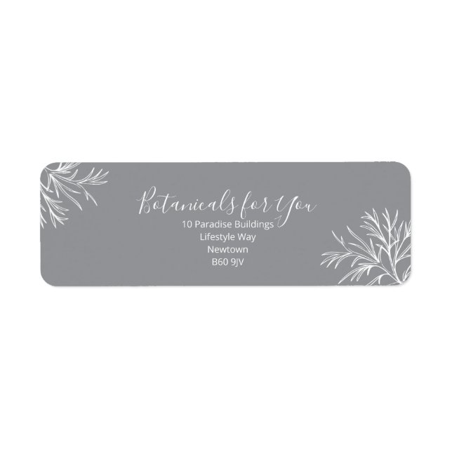 Modern Botanical Script Return Address Label Returadress Etikett (Framsidan)