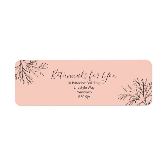 Modern Botanical Script Return Address Label Returadress Etikett (Framsidan)