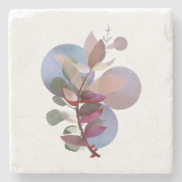 Modern Botanical Soft Neutral Lux Stone Coaster Stenunderlägg