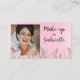 Modern Botanical Soft Pink Boho Photo QR Code Visitkort