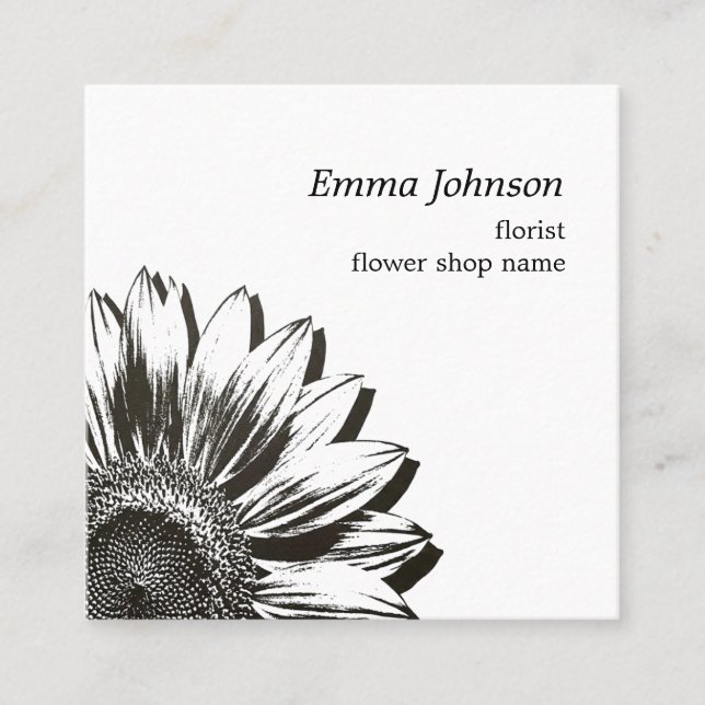 Modern Botanical Sunflower | Professional Branding Fyrkantigt Visitkort (Framsida)