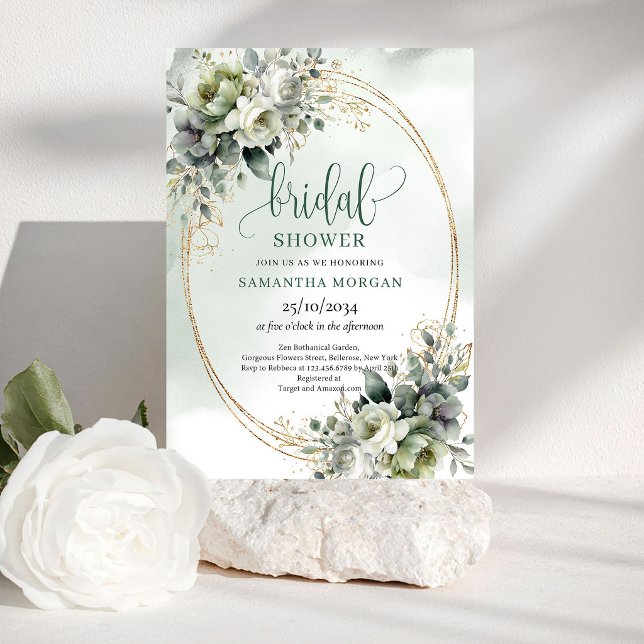 Modern botanisk akvarell bröllopsdusch-inbjudan inbjudningar (Modern Botanical Watercolor Bridal Shower Invitation)