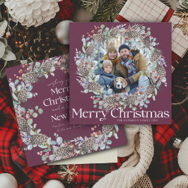 Modern botanisk andedräkt och foto i God jul Julkort