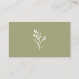 Modern botanisk avverkningslinje Monogram Olive Visitkort