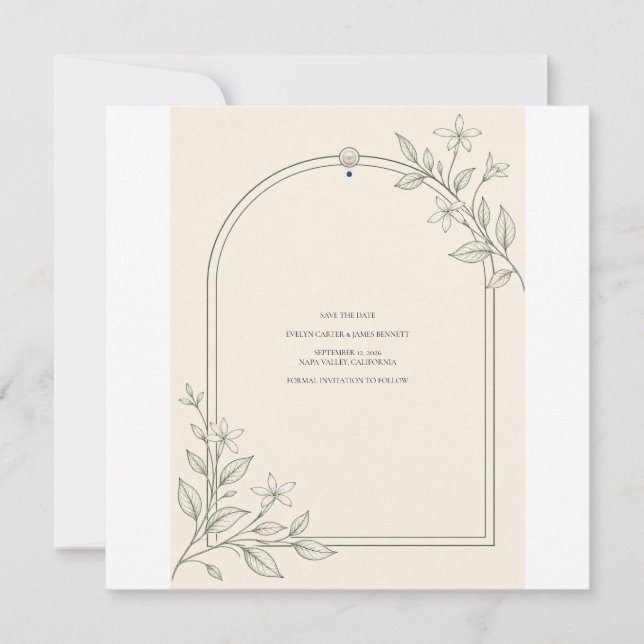 Modern Botanisk Båge Spara Datum-kort Datumet (Framsida)