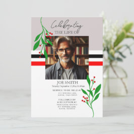 Modern botanisk begravning av minnesgudstjänst e-v inbjudningar