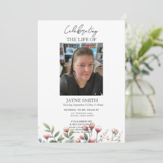 Modern botanisk begravning av minnesgudstjänst e-v inbjudningar