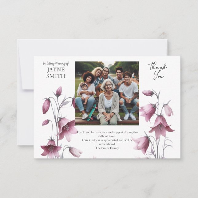 Modern botanisk begravning tack kort (Framsida)