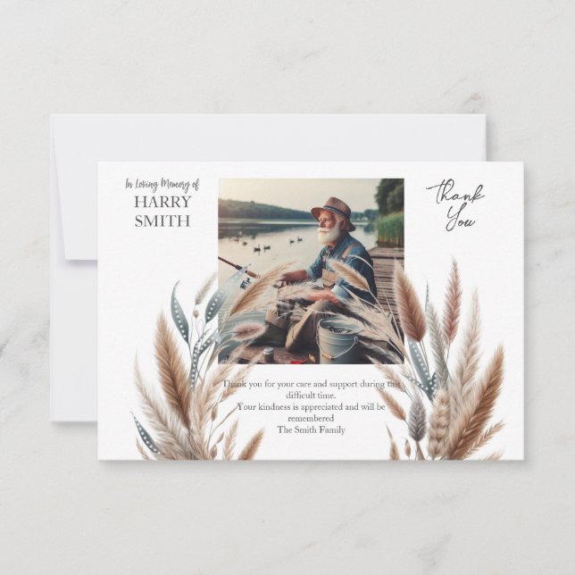 Modern botanisk begravning tack kort (Framsida)