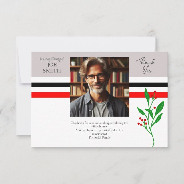 Modern botanisk begravning tack kort (Framsida)