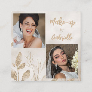 Modern Botanisk Beige Boho Foto Manus  Fyrkantigt Visitkort