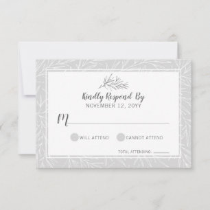Modern Botanisk Blad Silver Bröllops RSVP-Kort OSA Kort
