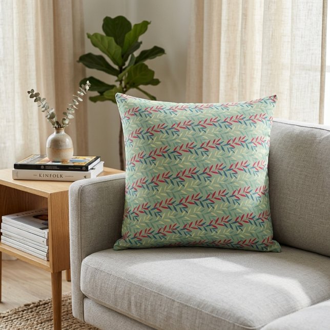 Modern Botanisk Blad Vin Seamless Mönster Konst Kudde (Skapare uppladdad)