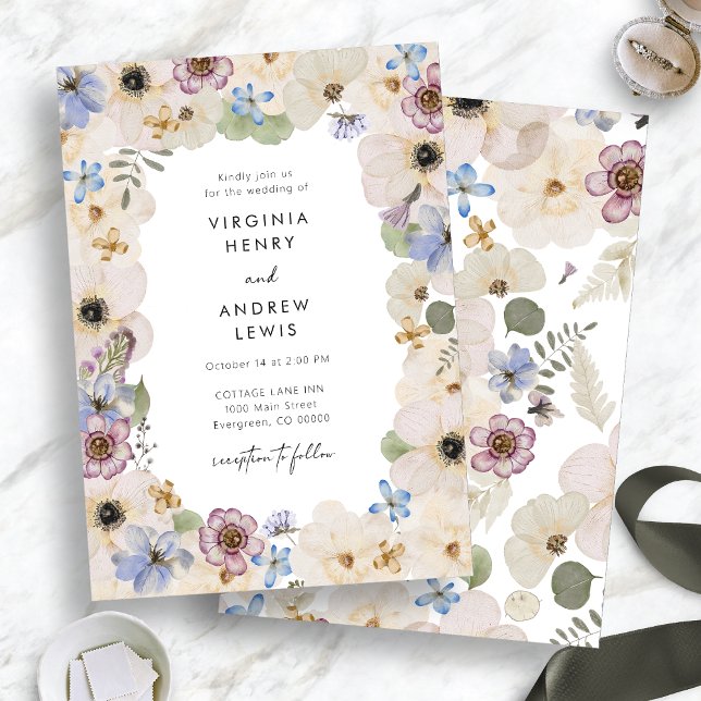 Modern Botanisk Blommig Bröllop Inbjudningar (Modern Botanical Floral Wedding Invitation by Painted Paperie
)