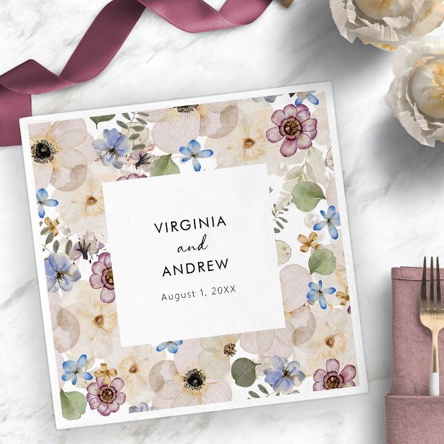 Modern Botanisk Blommig Bröllop Pappersservett (Modern Botanical Floral Wedding Napkins by Painted Paperie
)