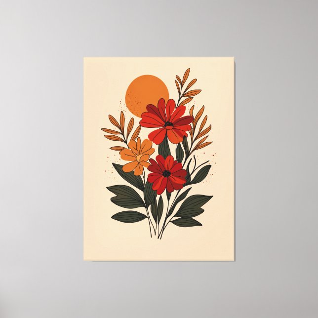 Modern Botanisk Blommig Canva Väggkonst Canvastryck (Framsida)