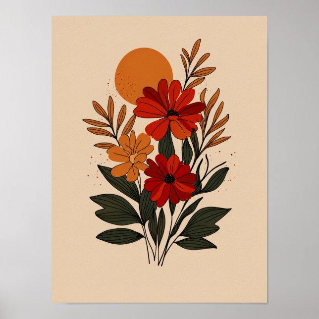 Modern botanisk blomsterkonst vägg posters (Framsidan)